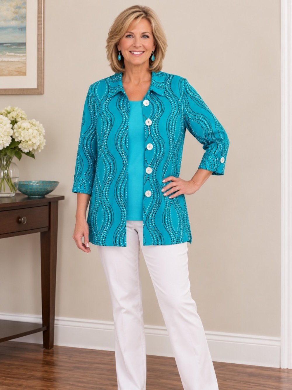 Jacket in turquoise